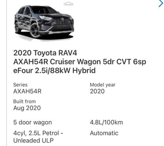 2020 TOYOTA RAV4 CRUISER (AWD) HYBRID for sale in Windermere, VIC